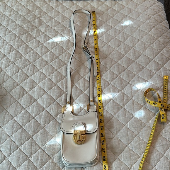 Tory Burch Crossbody James Leather Phone Bag -- Ivory with Gold Hardware - Picture 6 of 12